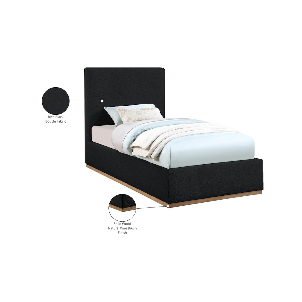 Monaco Black Boucle Fabric Twin Bed. Picture 9