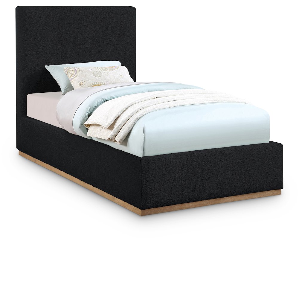 Monaco Black Boucle Fabric Twin Bed. Picture 1