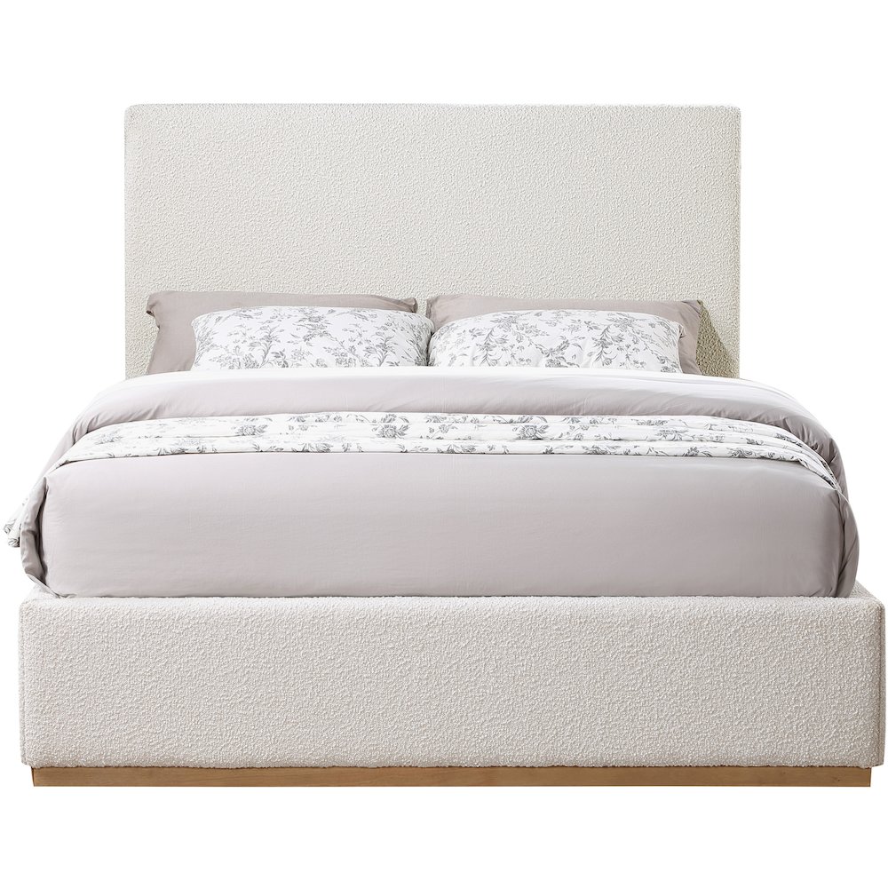 Monaco Cream Boucle Fabric Full Bed. Picture 2