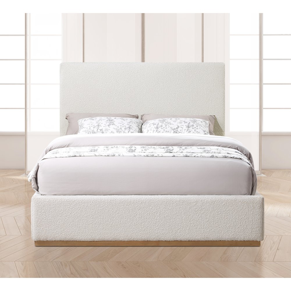 Monaco Cream Boucle Fabric Full Bed. Picture 3