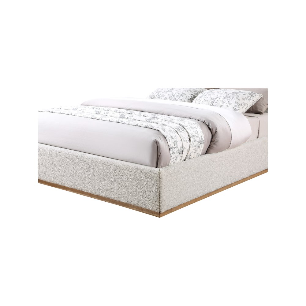 Monaco Cream Boucle Fabric Full Bed. Picture 6