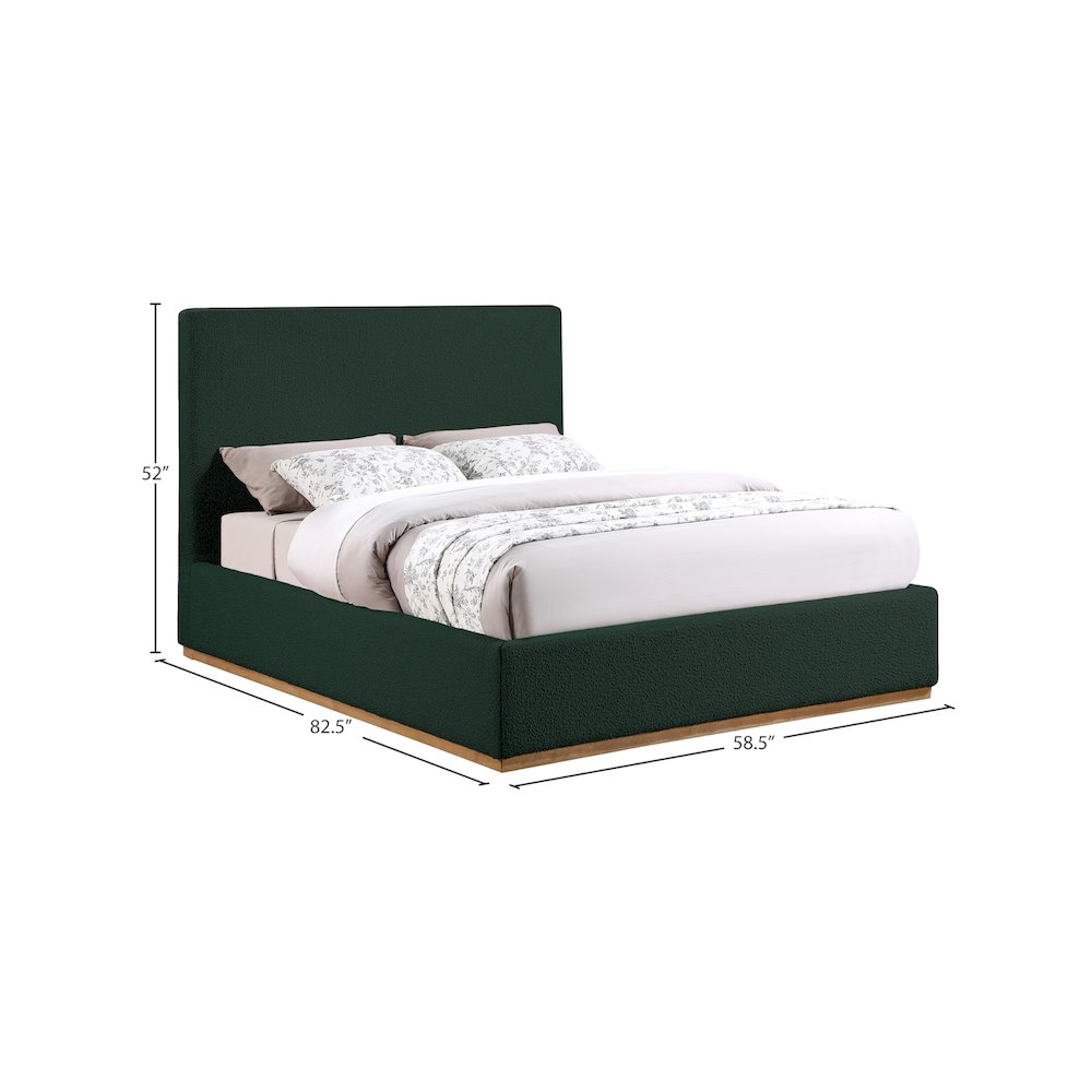 Monaco Green Boucle Fabric Full Bed. Picture 8