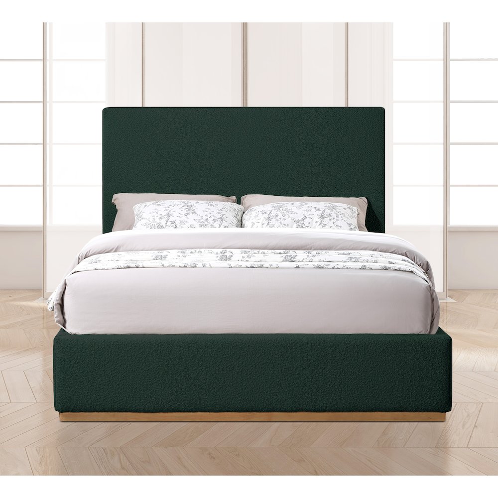 Monaco Green Boucle Fabric King Bed. Picture 3