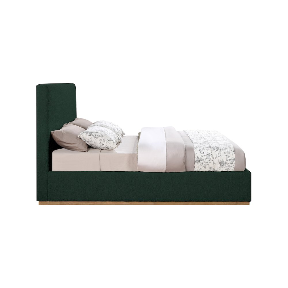 Monaco Green Boucle Fabric King Bed. Picture 4