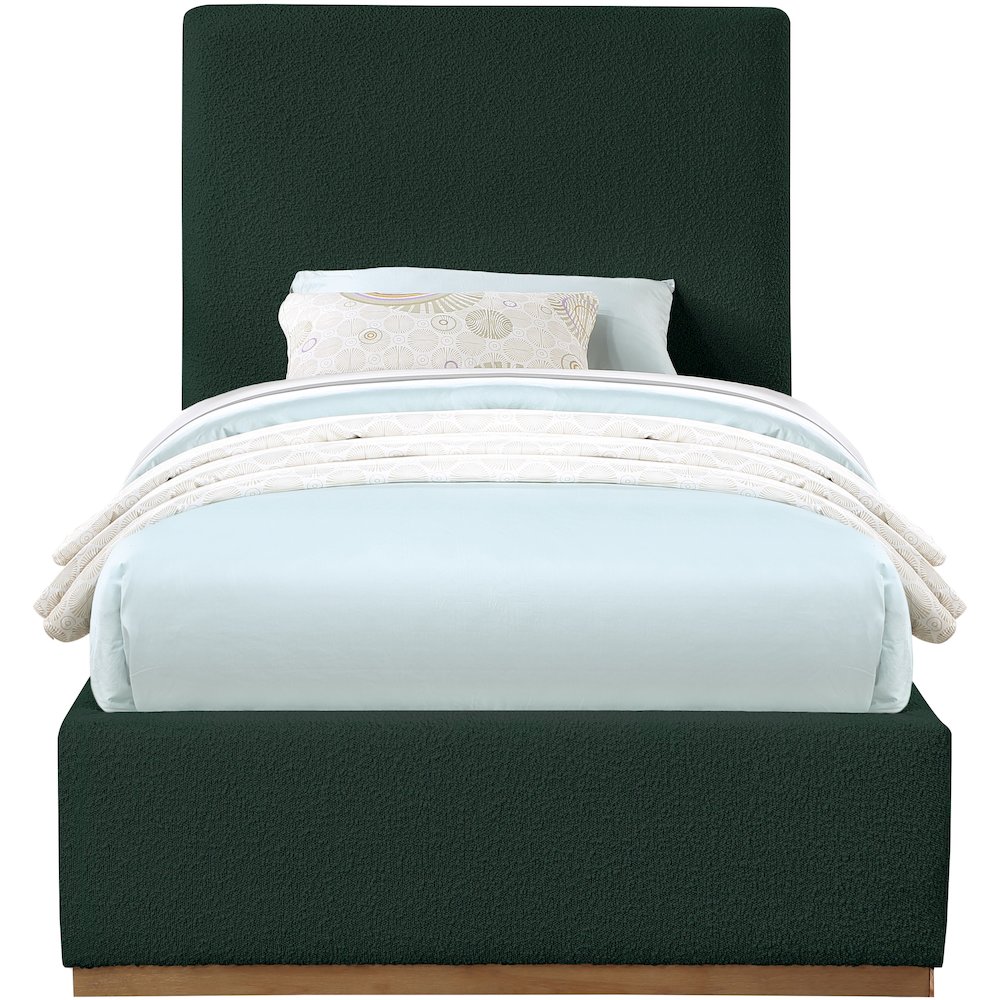 Monaco Green Boucle Fabric Twin Bed. Picture 2