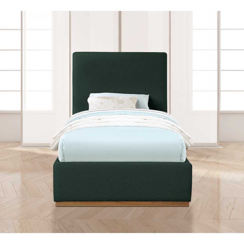 Monaco Green Boucle Fabric Twin Bed. Picture 3