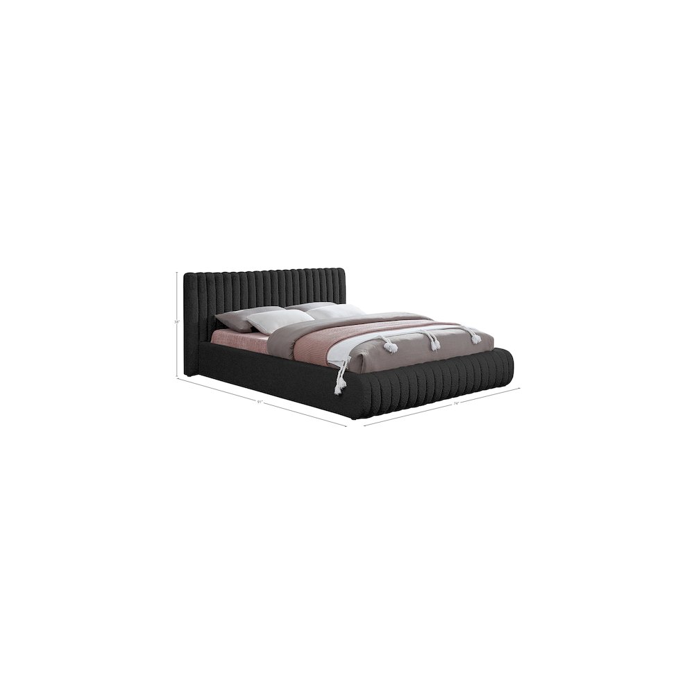 Nash Black Boucle Fabric Queen Bed. Picture 8
