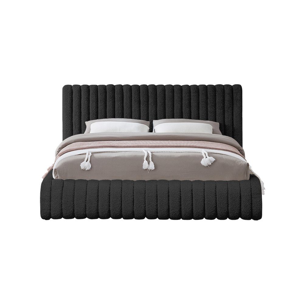 Nash Black Boucle Fabric Queen Bed. Picture 2
