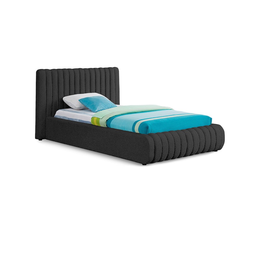Nash Black Boucle Fabric Twin Bed. Picture 1