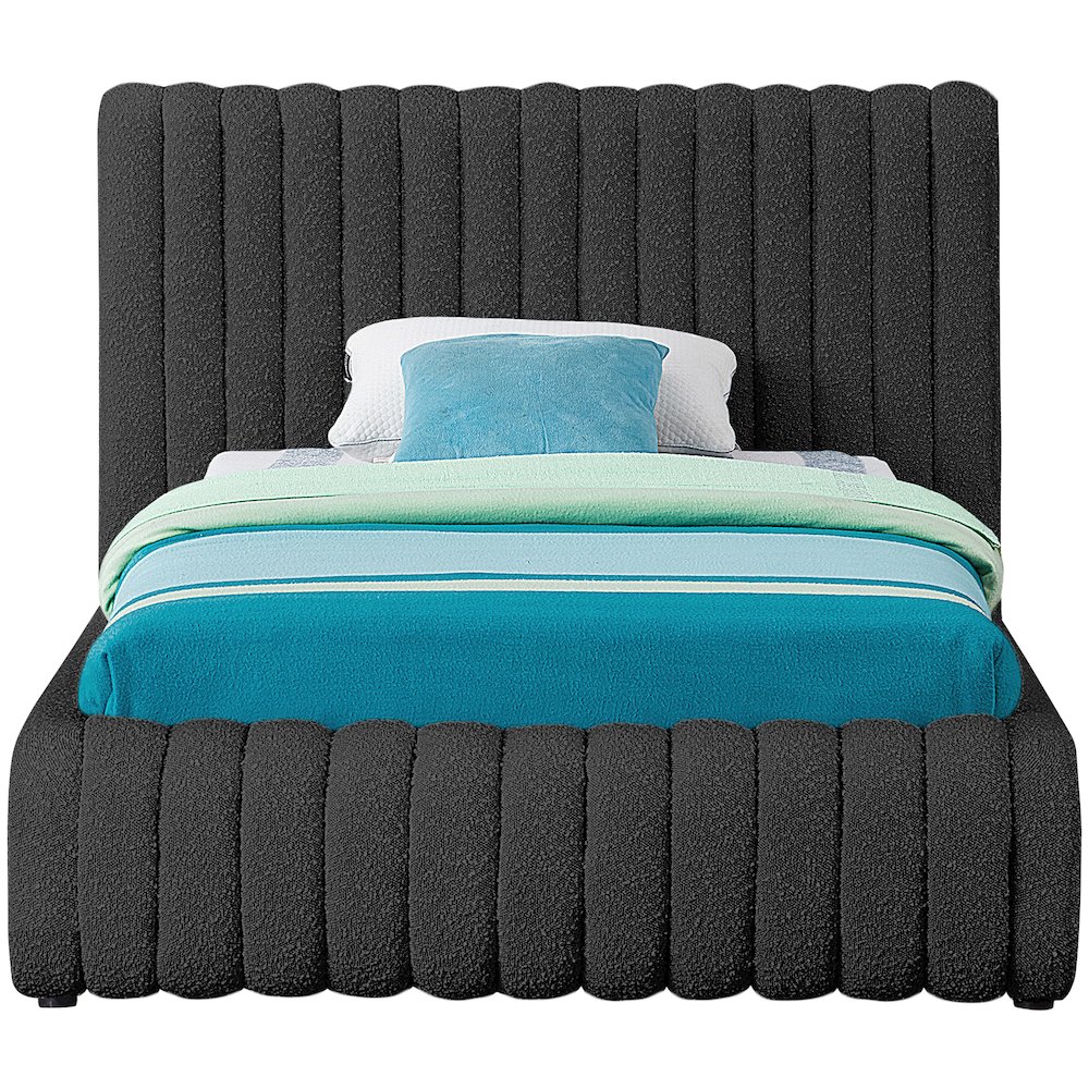 Nash Black Boucle Fabric Twin Bed. Picture 2