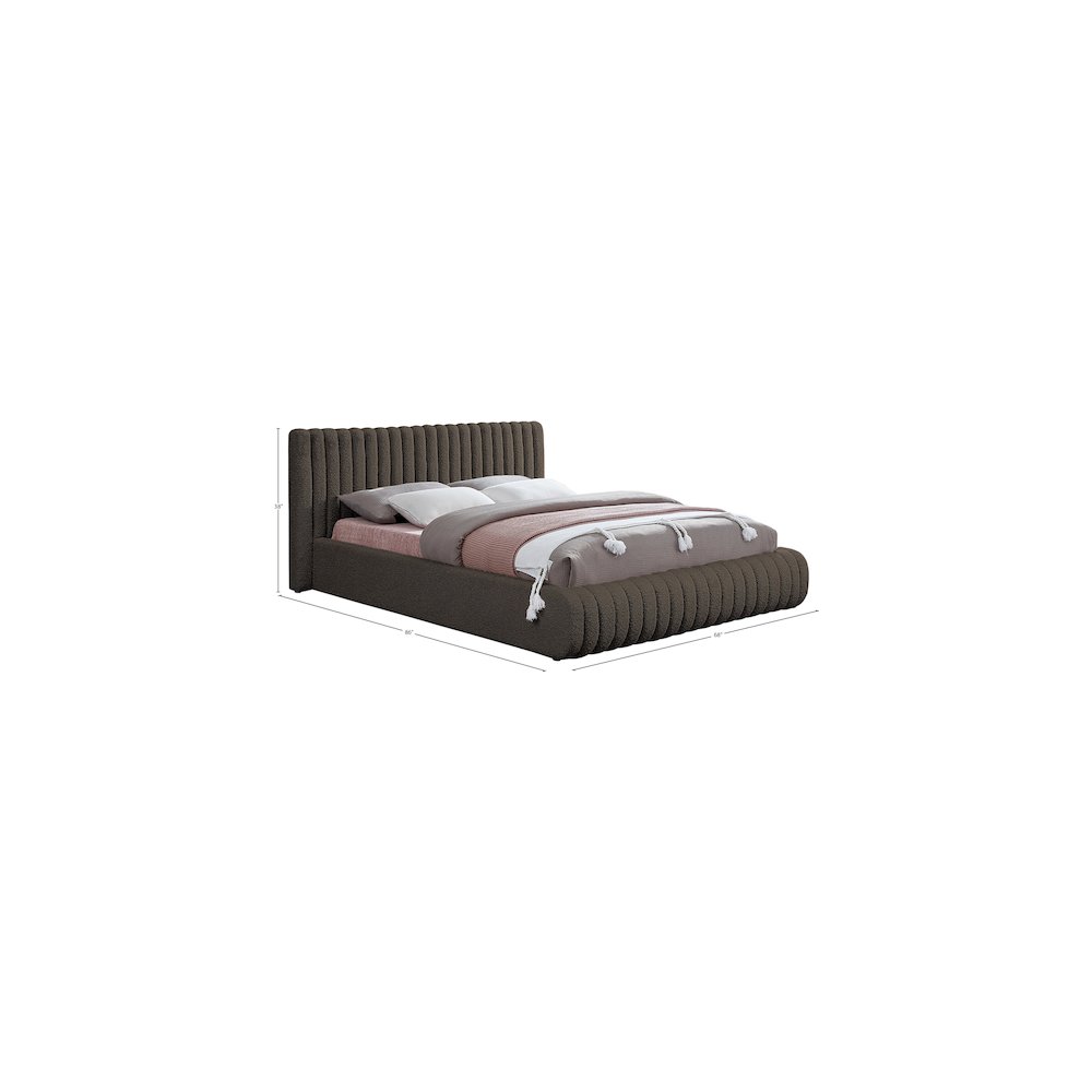 Nash Brown Boucle Fabric Full Bed. Picture 8
