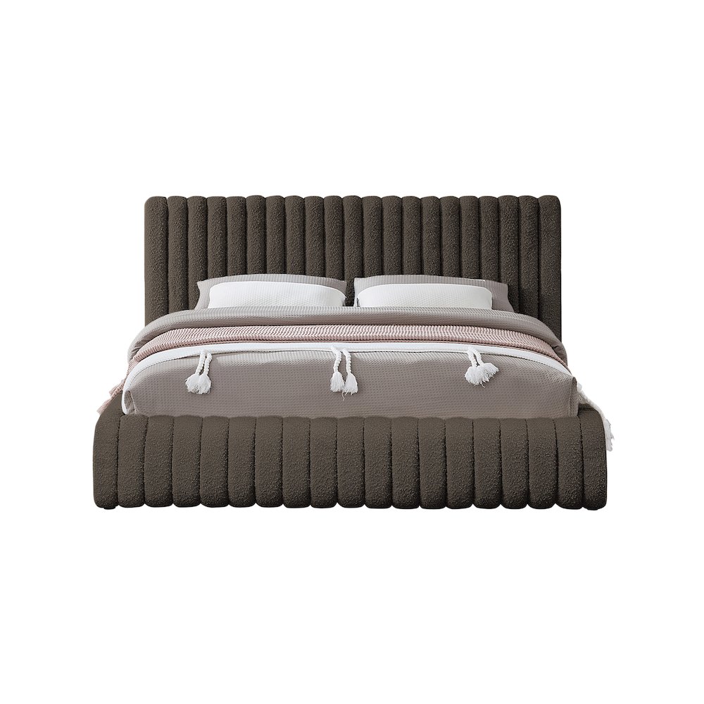 Nash Brown Boucle Fabric Full Bed. Picture 2