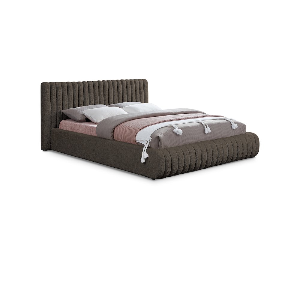 Nash Brown Boucle Fabric King Bed. Picture 1
