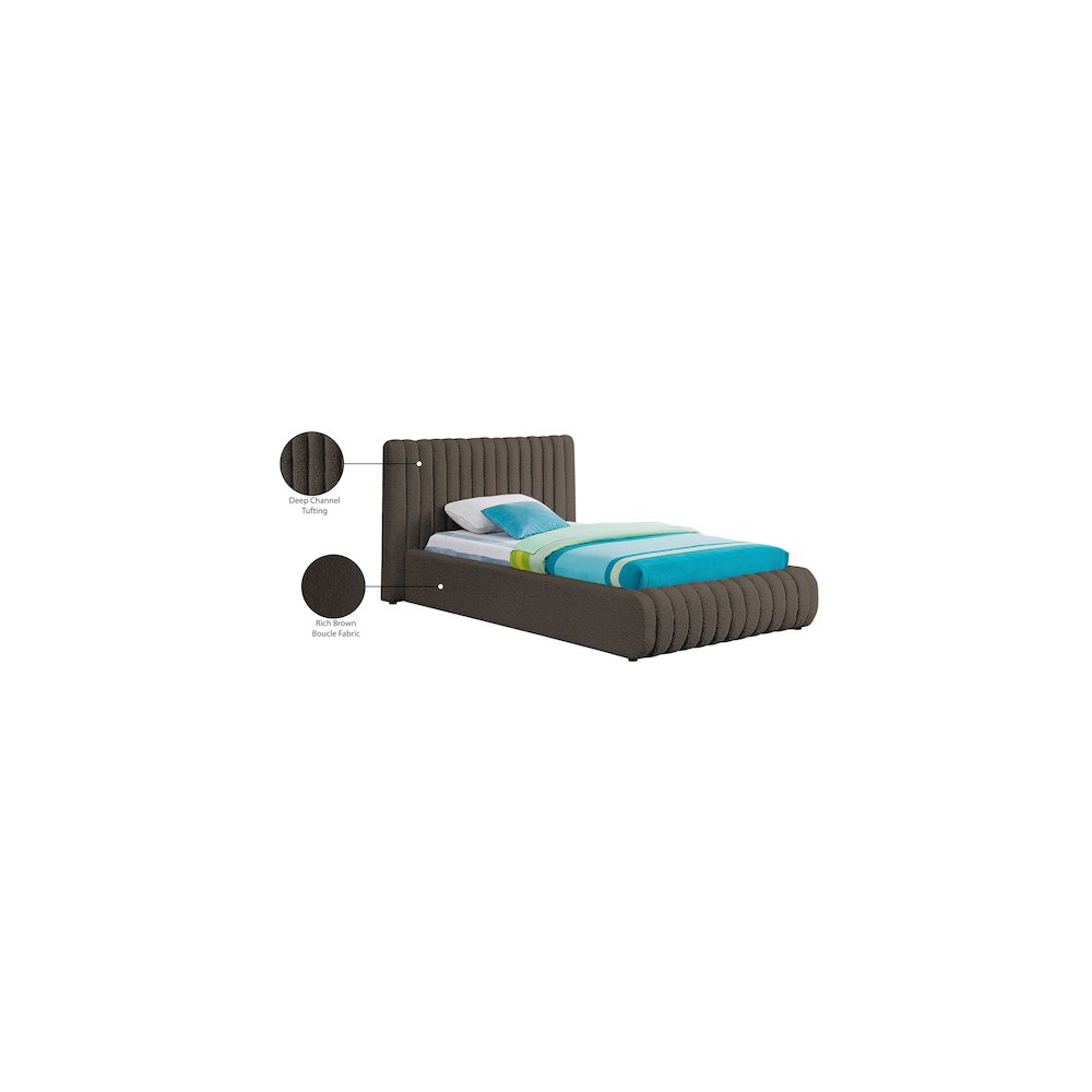 Nash Brown Boucle Fabric Twin Bed. Picture 9