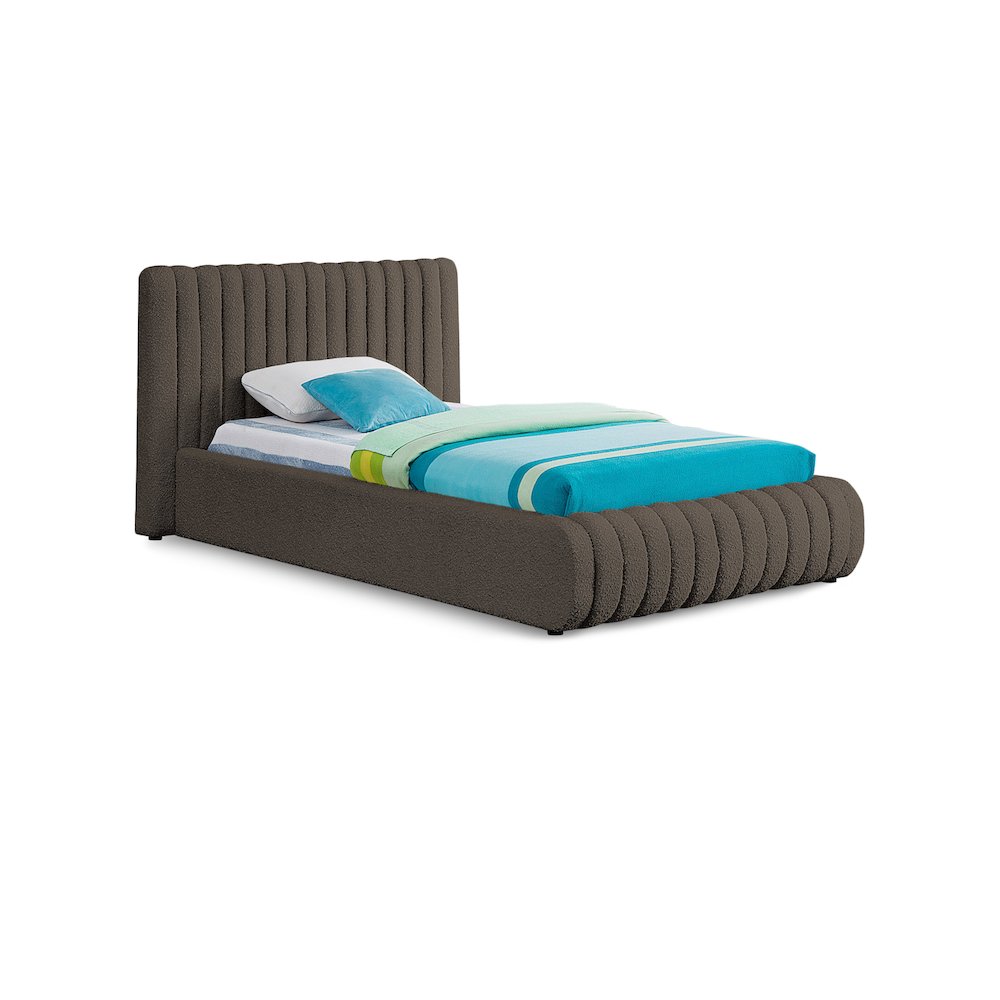 Nash Brown Boucle Fabric Twin Bed. Picture 1