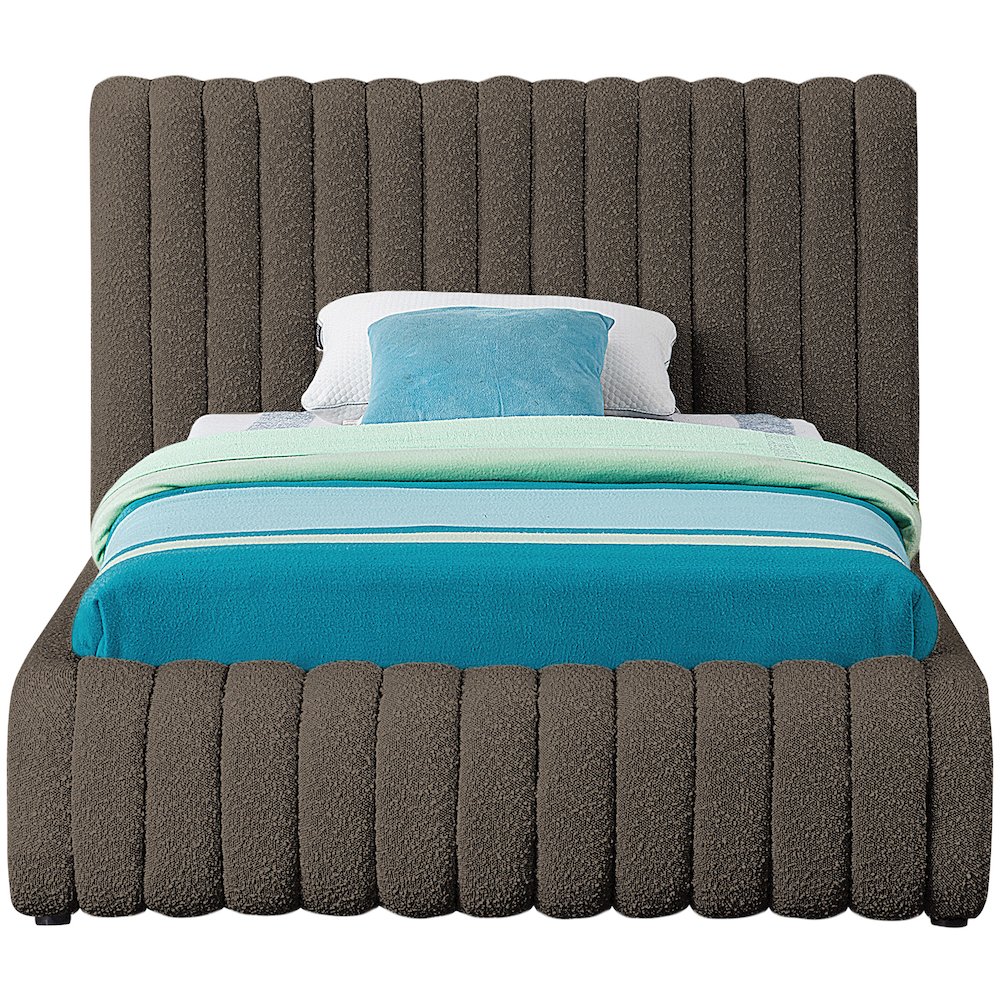 Nash Brown Boucle Fabric Twin Bed. Picture 2