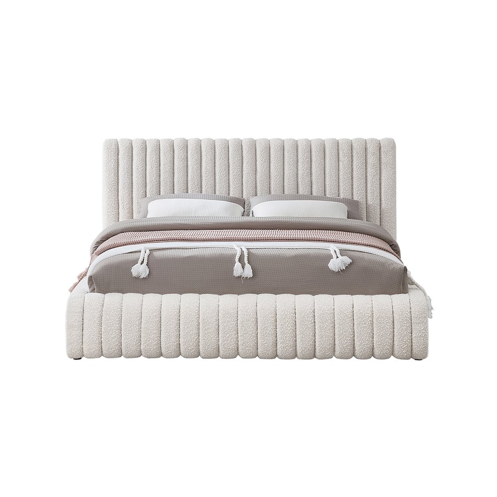 Nash Cream Boucle Fabric Full Bed. Picture 2