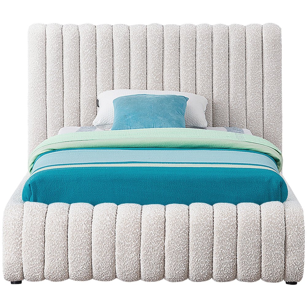 Nash Cream Boucle Fabric Twin Bed. Picture 2