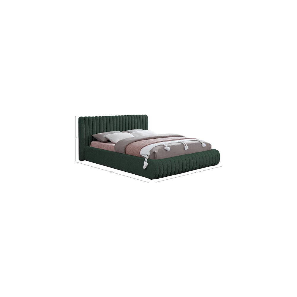 Nash Green Boucle Fabric Queen Bed. Picture 8