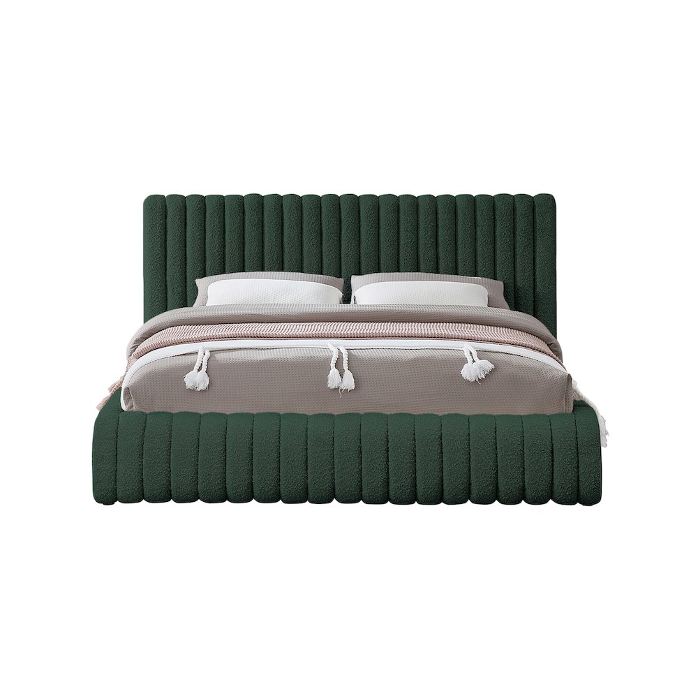 Nash Green Boucle Fabric Queen Bed. Picture 2