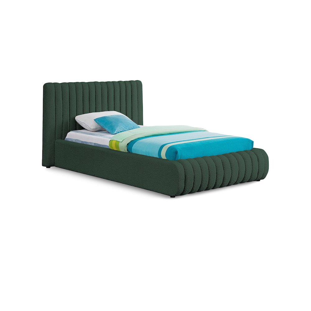 Nash Green Boucle Fabric Twin Bed. Picture 1