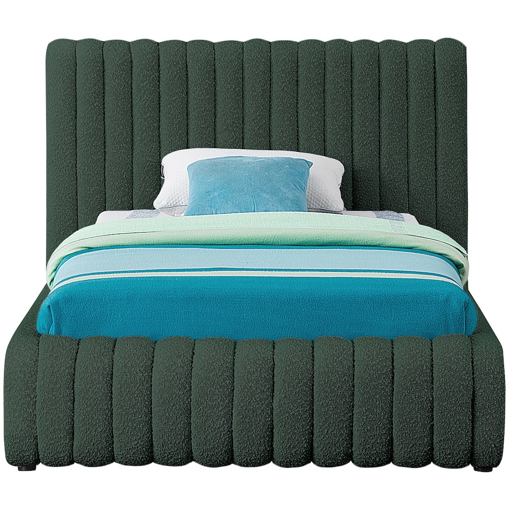 Nash Green Boucle Fabric Twin Bed. Picture 2