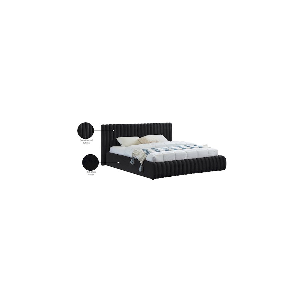 Nico Black Velvet King Bed. Picture 8