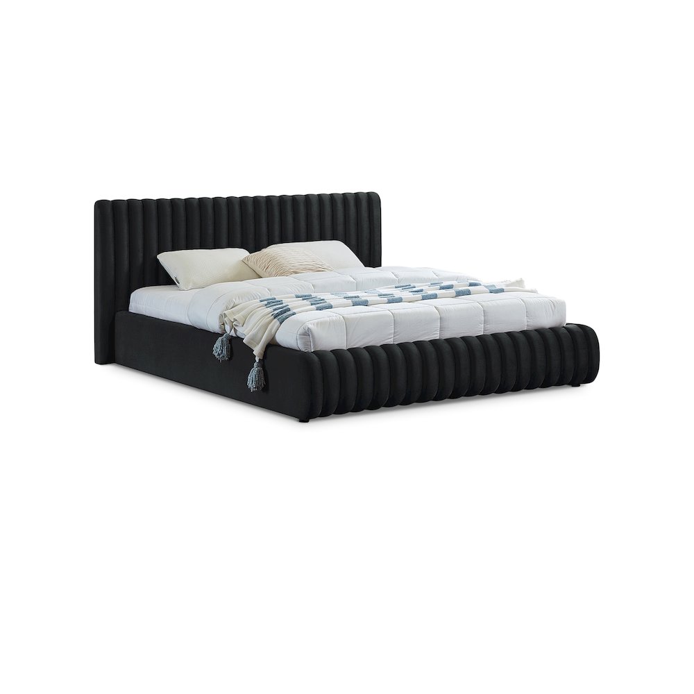 Nico Black Velvet Queen Bed. Picture 1