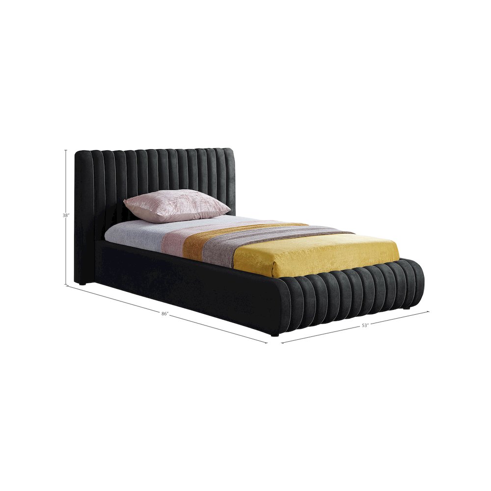 Nico Black Velvet Twin Bed. Picture 6