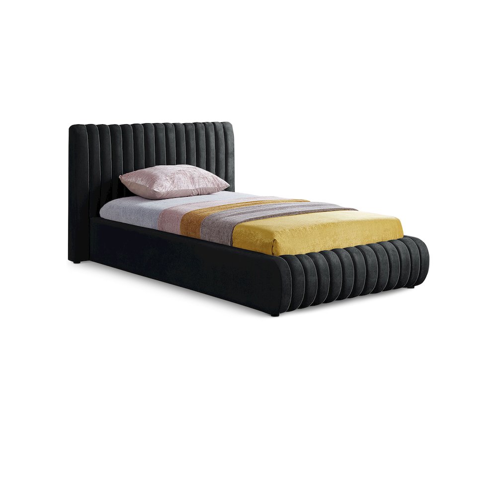 Nico Black Velvet Twin Bed. Picture 1