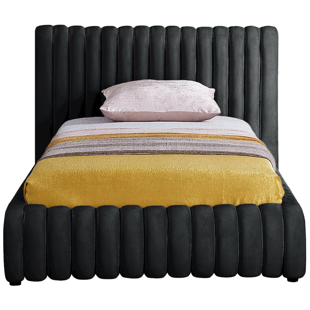 Nico Black Velvet Twin Bed. Picture 2