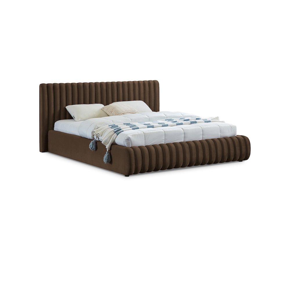 Nico Brown Velvet Full Bed. Picture 1