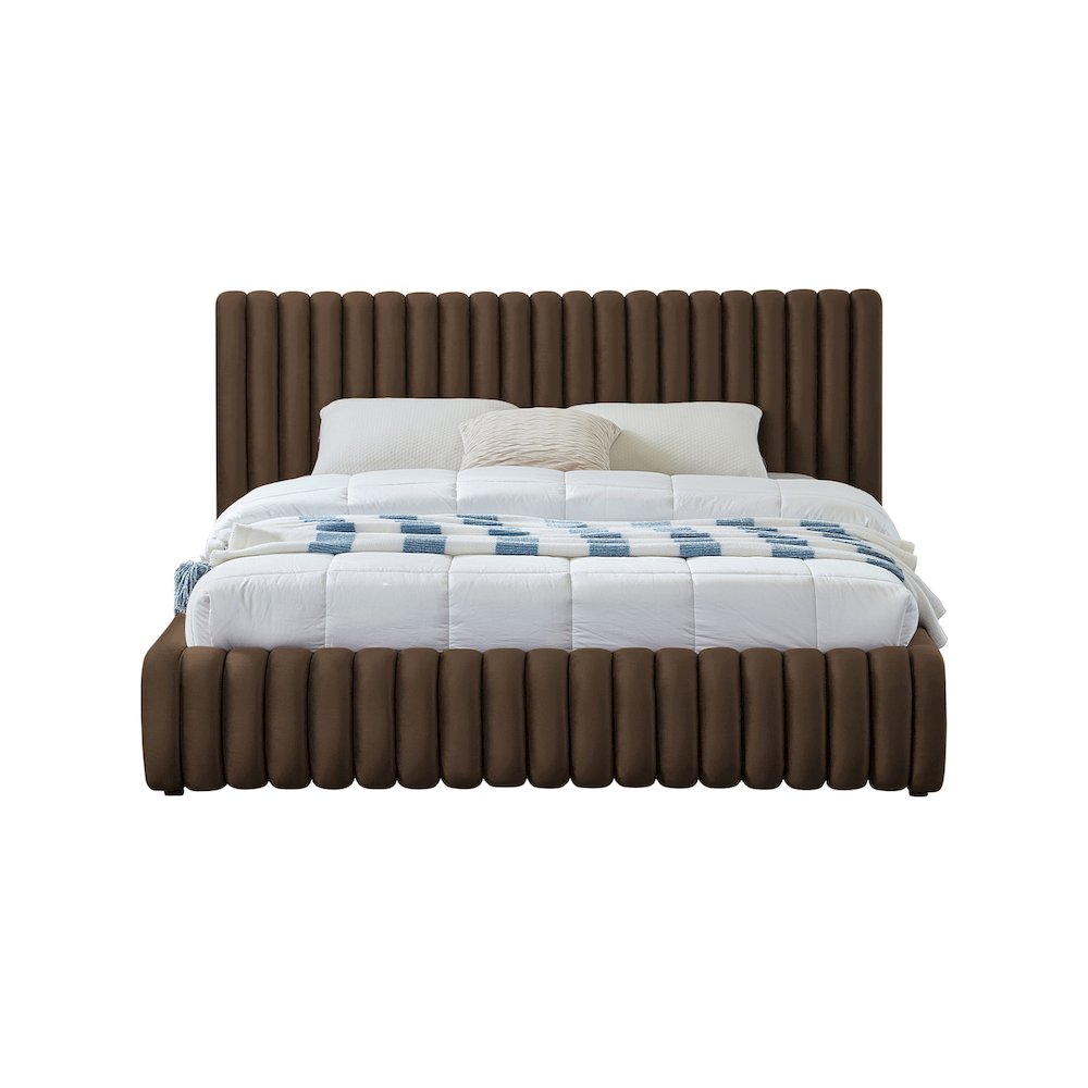 Nico Brown Velvet King Bed. Picture 2