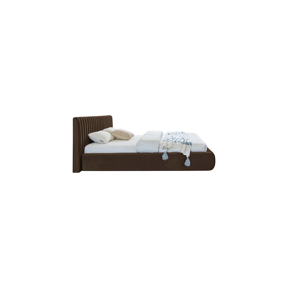 Nico Brown Velvet King Bed. Picture 4
