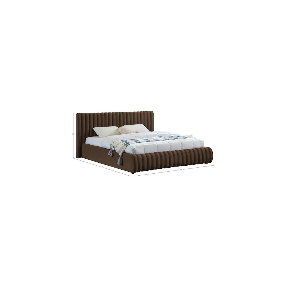 Nico Brown Velvet Queen Bed. Picture 7