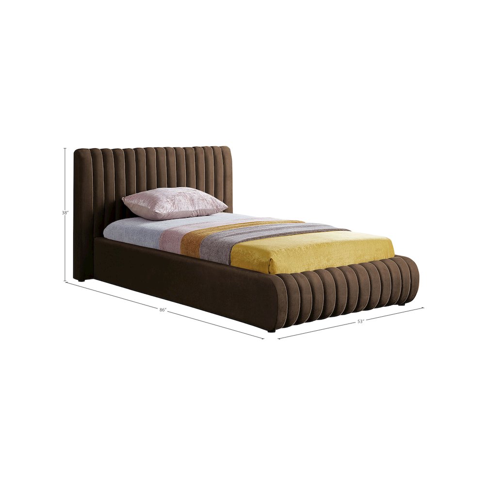 Nico Brown Velvet Twin Bed. Picture 6