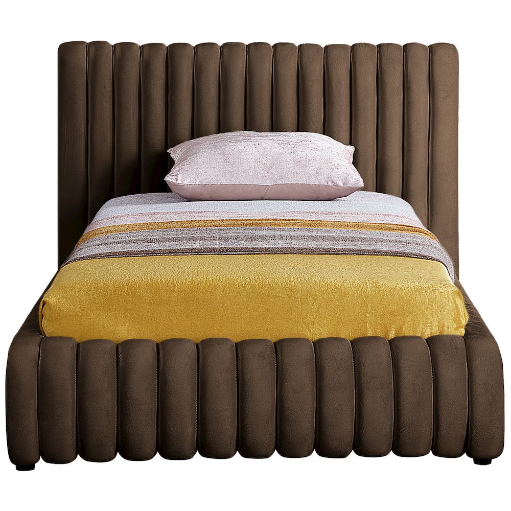 Nico Brown Velvet Twin Bed. Picture 2