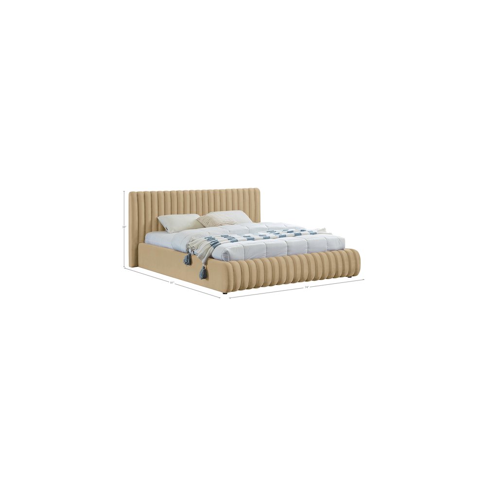 Nico Camel Velvet Queen Bed. Picture 7
