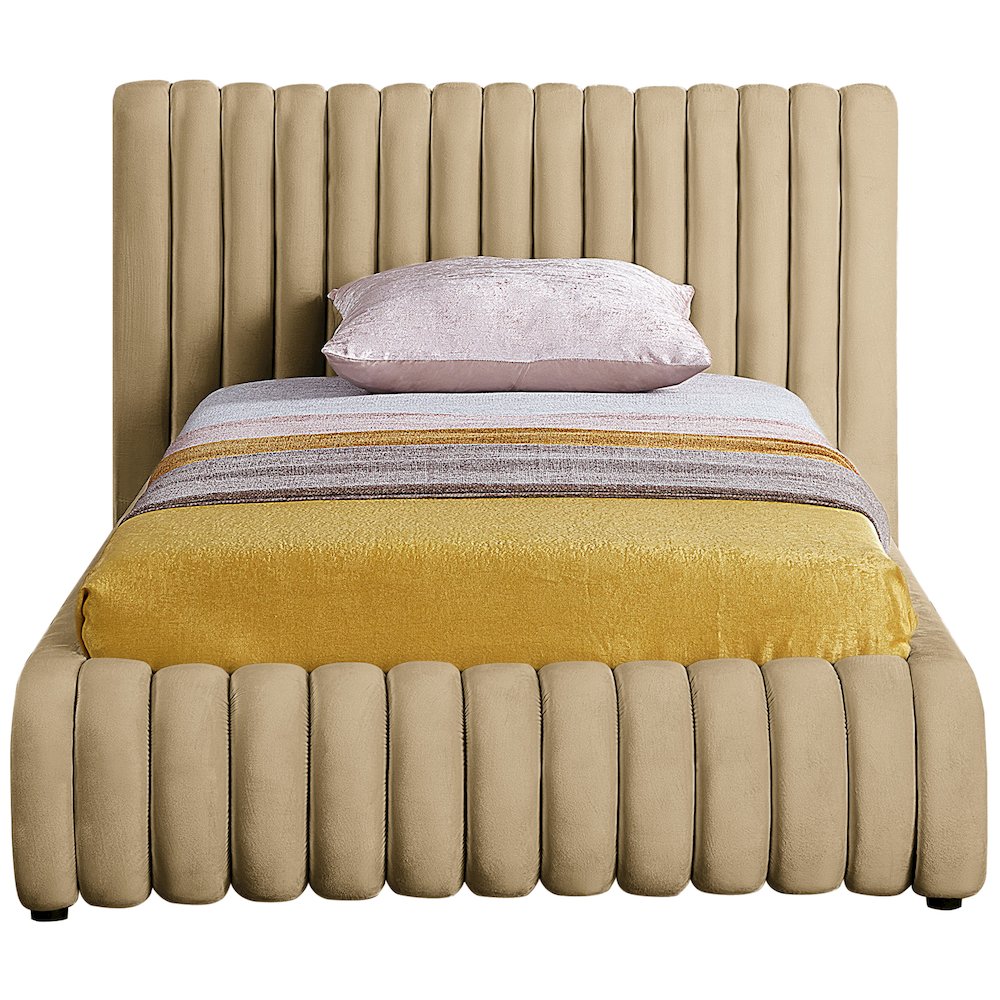 Nico Camel Velvet Twin Bed. Picture 2