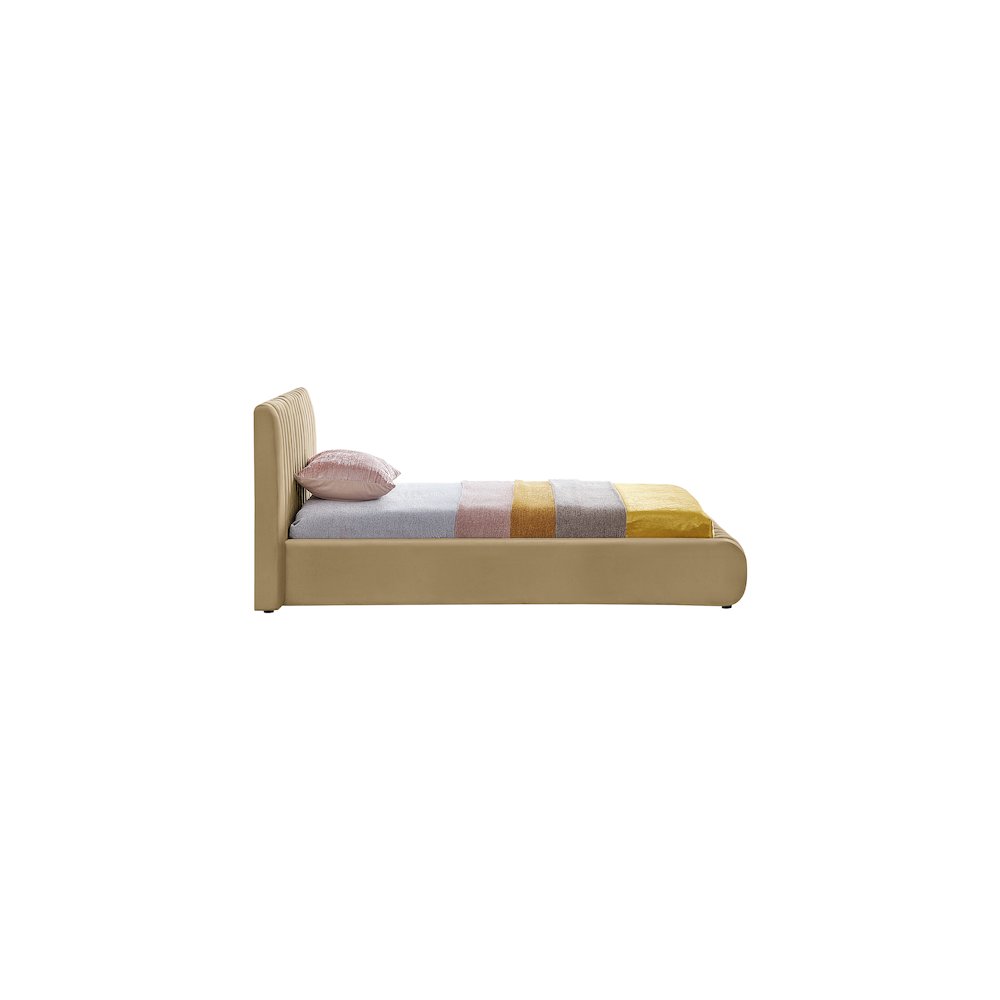 Nico Camel Velvet Twin Bed. Picture 4