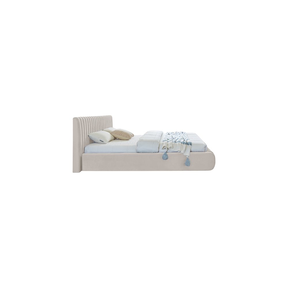 Nico Cream Velvet Queen Bed. Picture 4