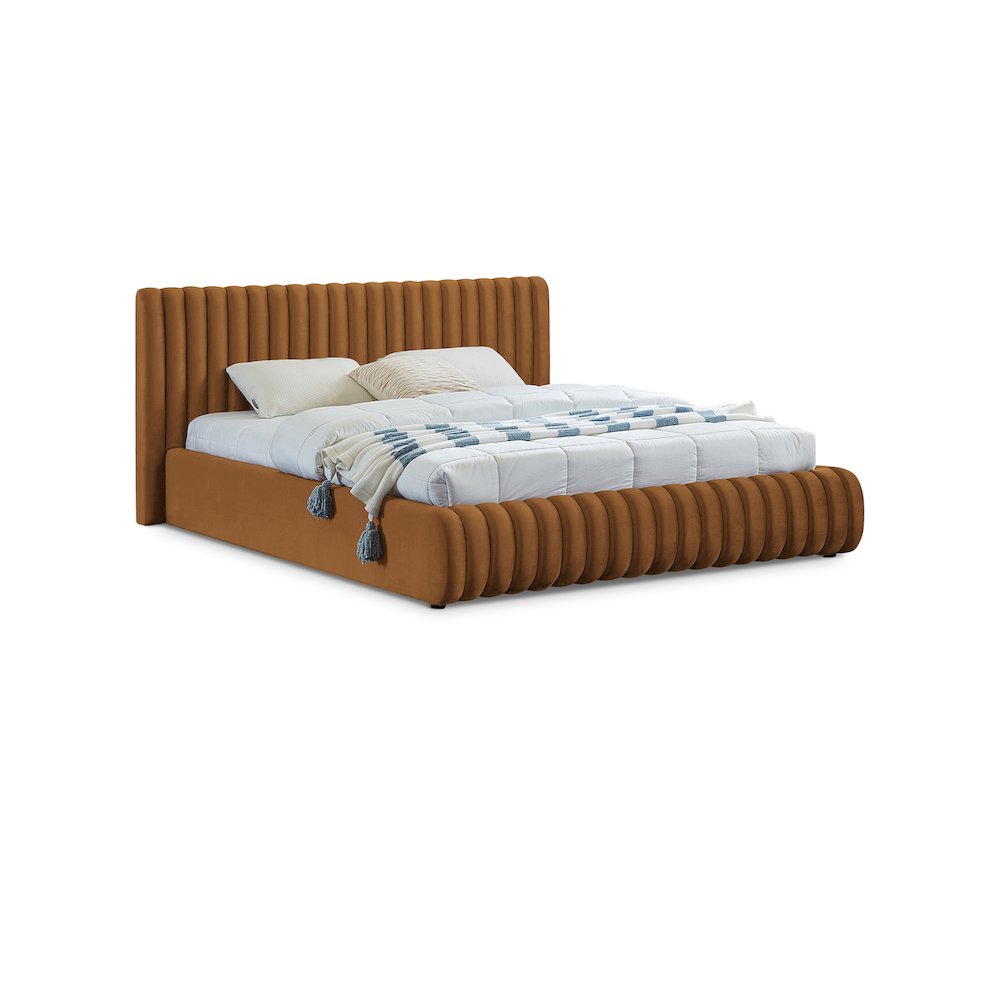 Nico Saddle Velvet King Bed. Picture 1