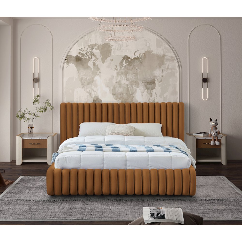 Nico Saddle Velvet King Bed. Picture 3