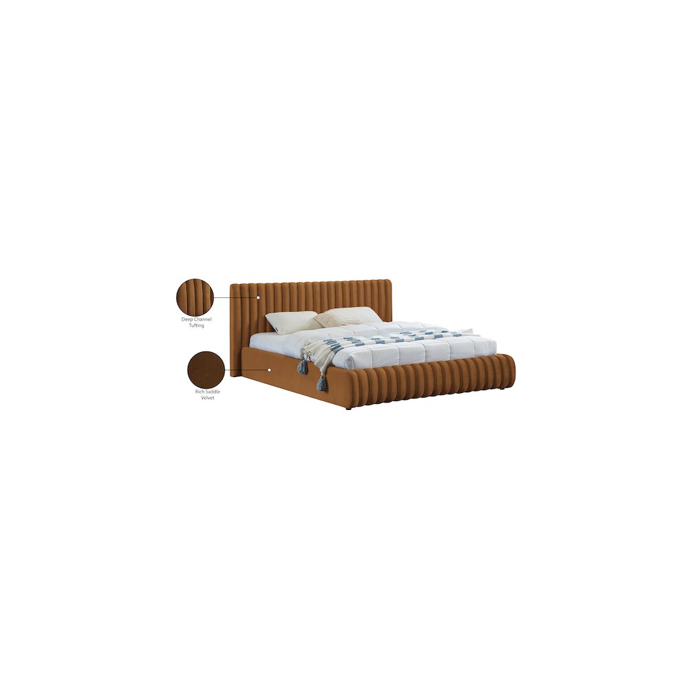 Nico Saddle Velvet Queen Bed. Picture 8