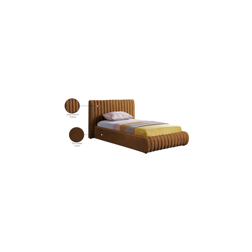 Nico Saddle Velvet Twin Bed. Picture 7