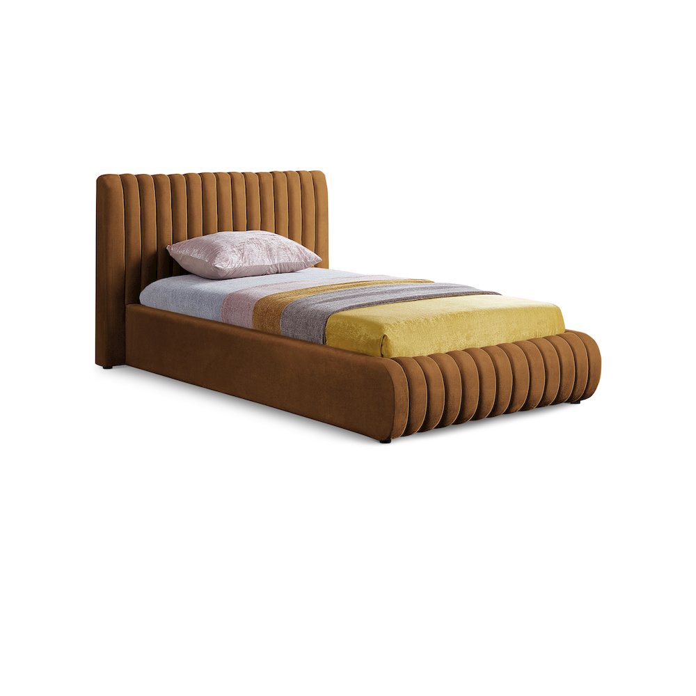 Nico Saddle Velvet Twin Bed. Picture 1