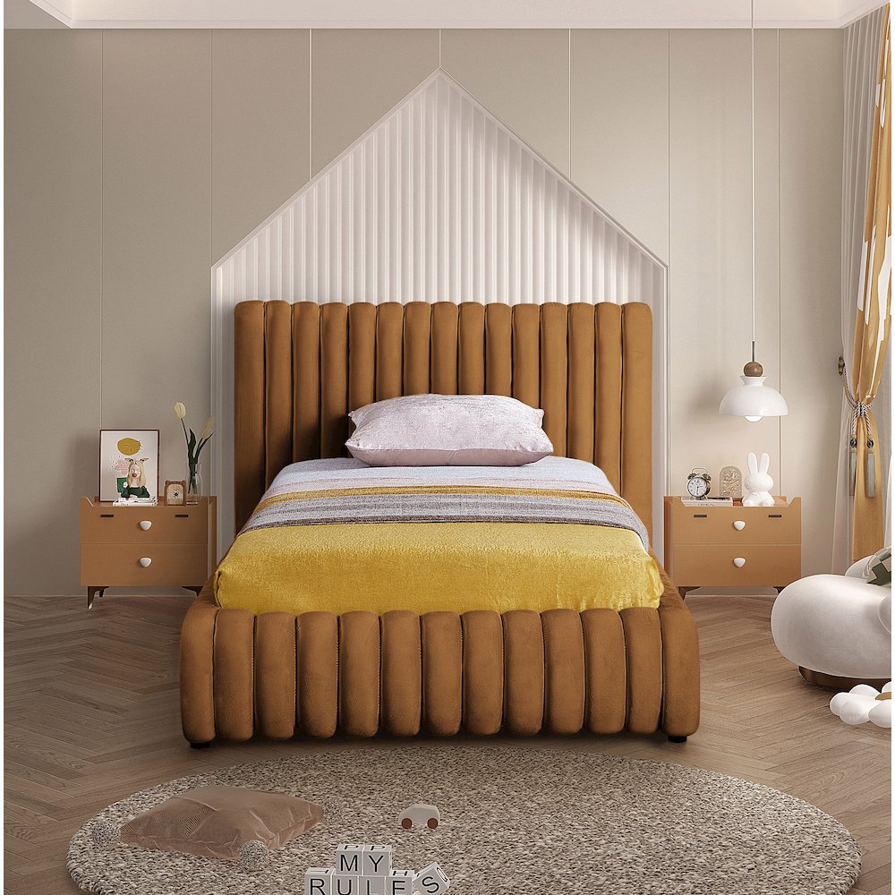 Nico Saddle Velvet Twin Bed. Picture 3