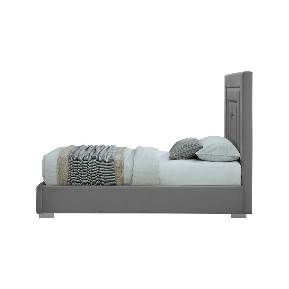 Nora Grey Velvet Twin Bed. Picture 9
