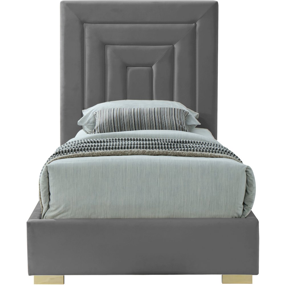 Nora Grey Velvet Twin Bed. Picture 4