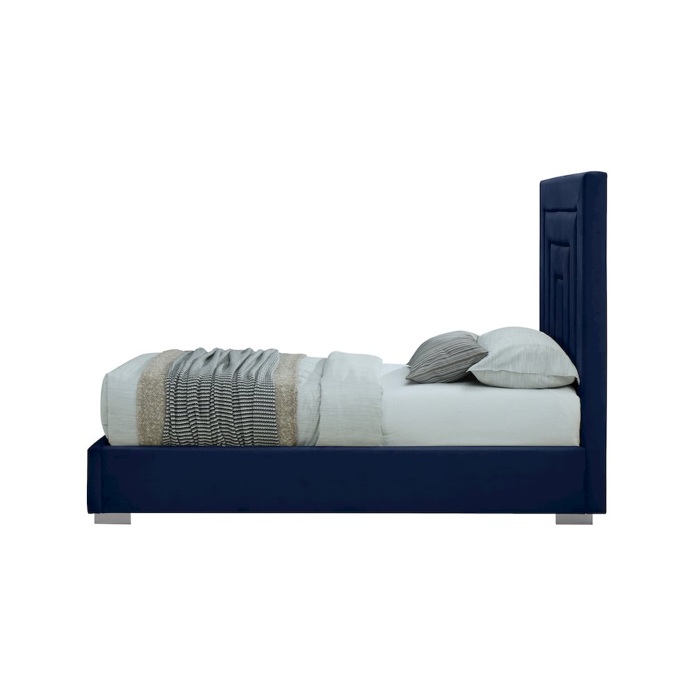 Nora Navy Velvet Twin Bed. Picture 9